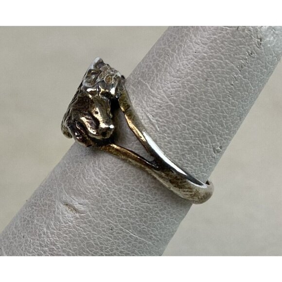 Ted Ott Navajo Sterling Silver Wolf Head Ring Size 5.75 - Picture 4 of 8